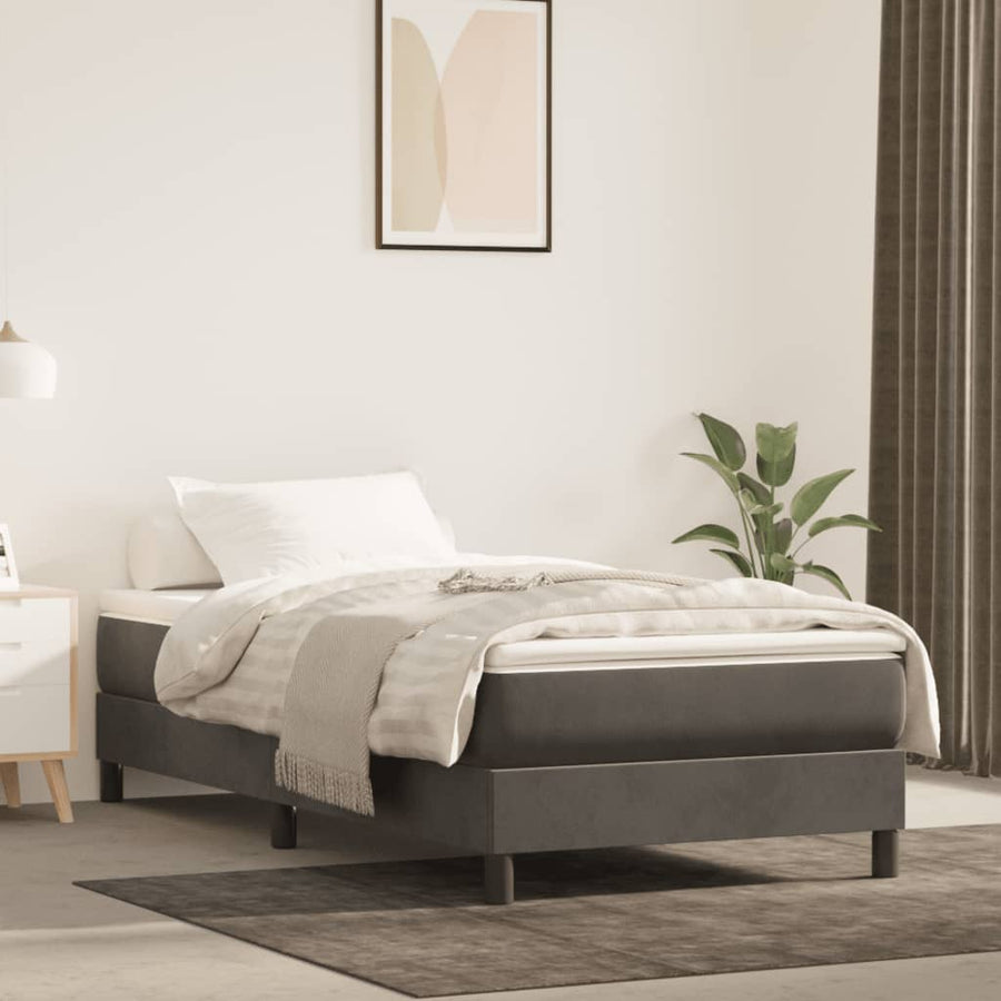 Boxspringframe fluweel donkergrijs 80x200 cm 80 x 200 cm 25 cm