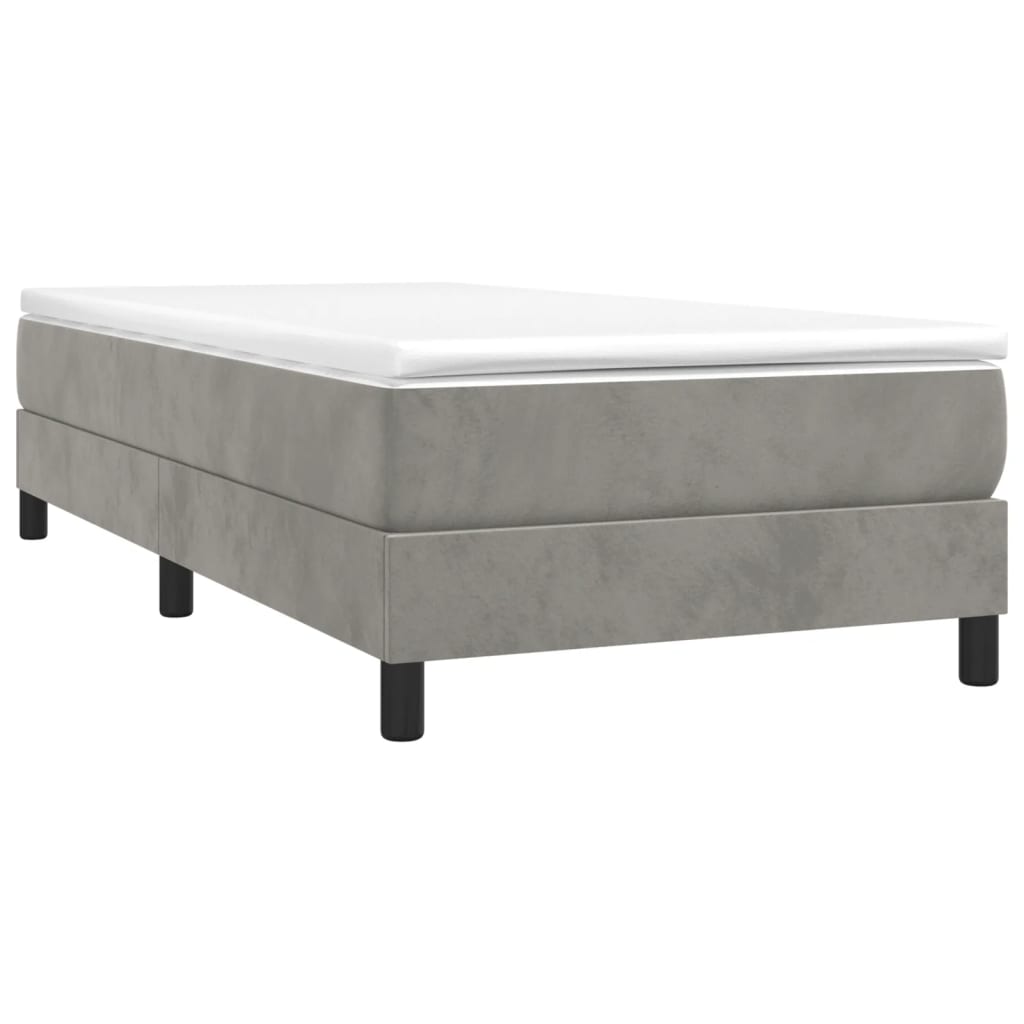 Boxspringframe Fluweel Lichtgrijs 90 x 190 cm 25 cm
