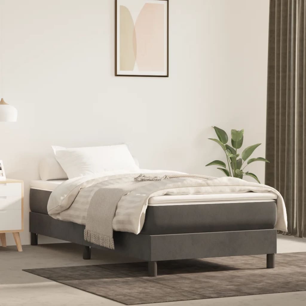 Boxspringframe Fluweel Donkergrijs 90 x 190 cm 25 cm
