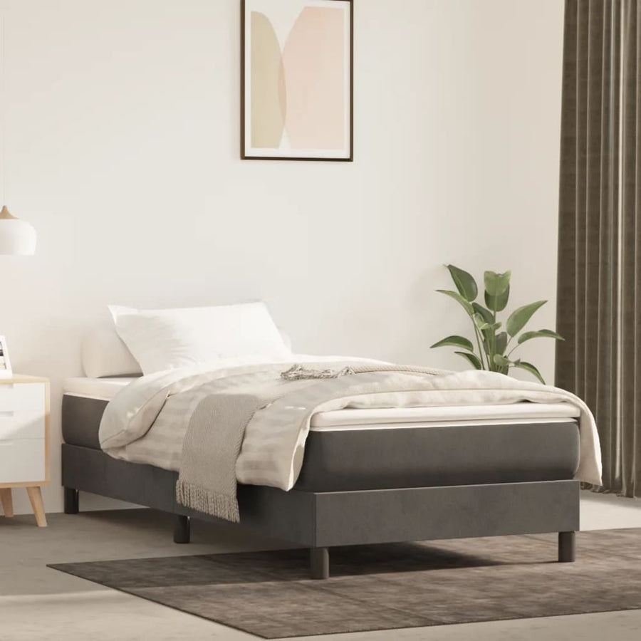Boxspringframe Fluweel Donkergrijs 90 x 190 cm 25 cm