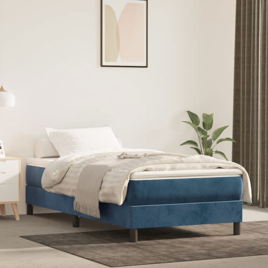 Boxspringframe Fluweel Donkerblauw 90 x 190 cm 25 cm