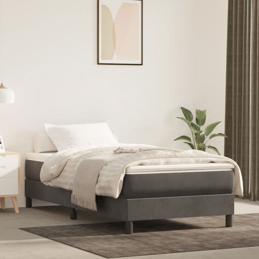 Boxspringframe Fluweel Donkergrijs 90 x 200 cm 25 cm