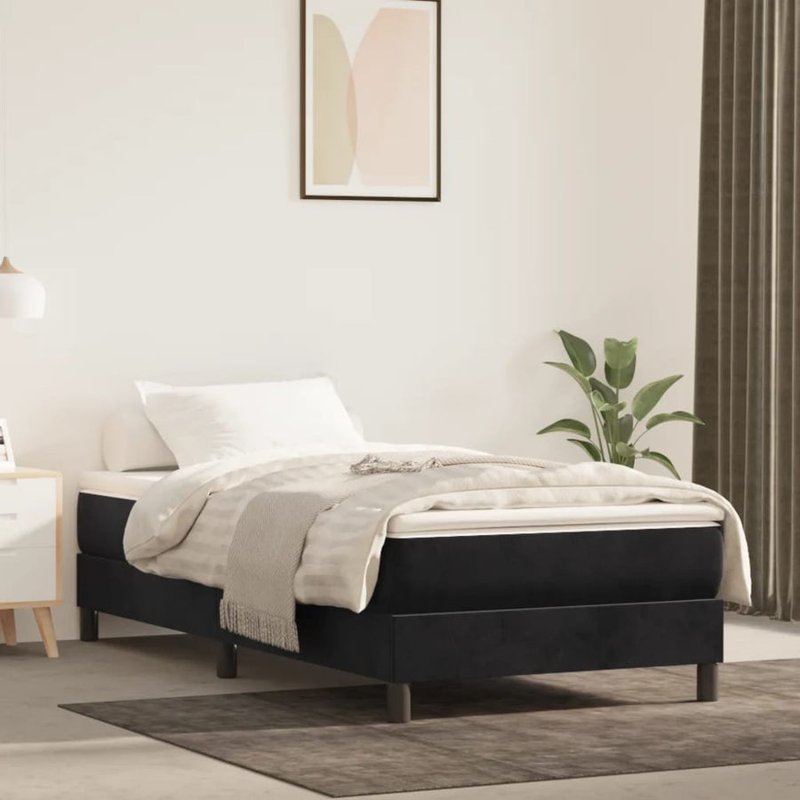 Boxspringframe Fluweel Zwart 90 x 200 cm 25 cm