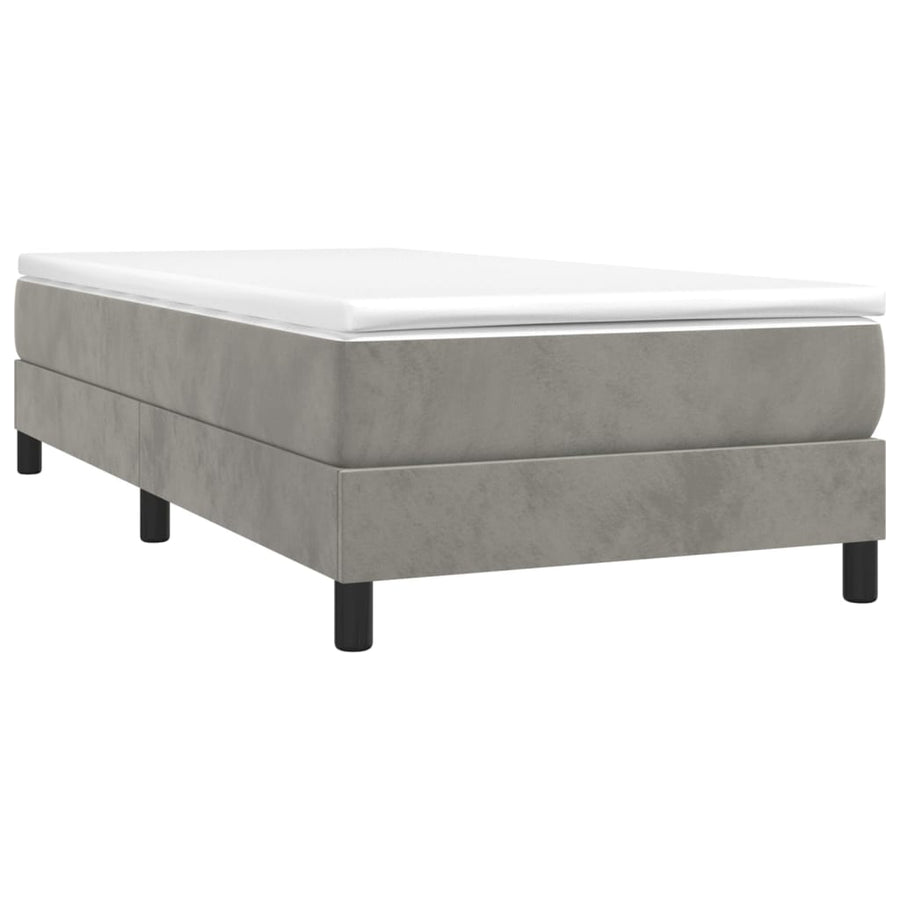 Boxspringframe fluweel lichtgrijs 100x200 cm 100 x 200 cm 25 cm