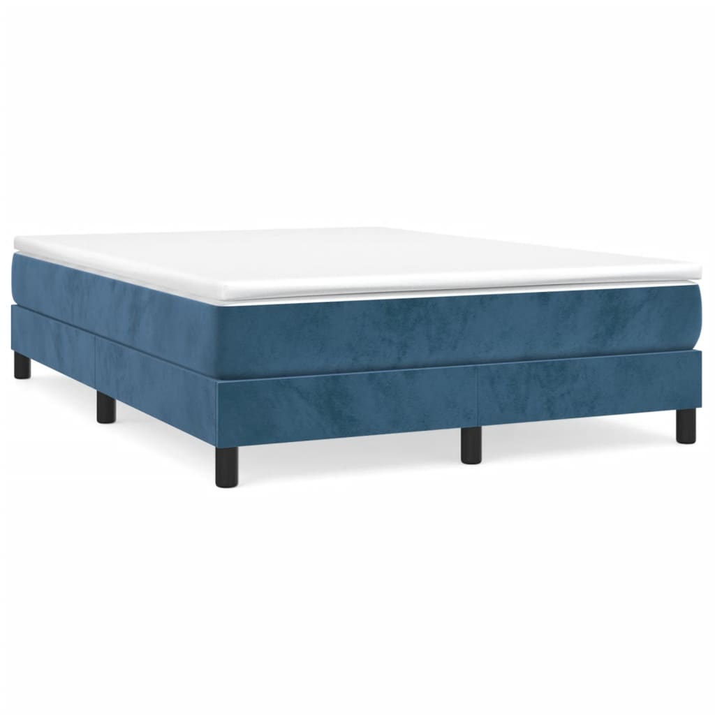 Boxspringframe Fluweel Donkerblauw 140 x 190 cm 25 cm