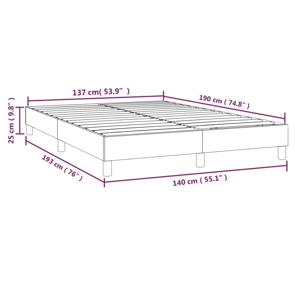 Boxspringframe Fluweel Donkerblauw 140 x 190 cm 25 cm
