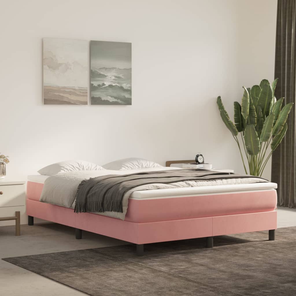 Boxspringframe Fluweel Roze 140 x 190 cm 25 cm