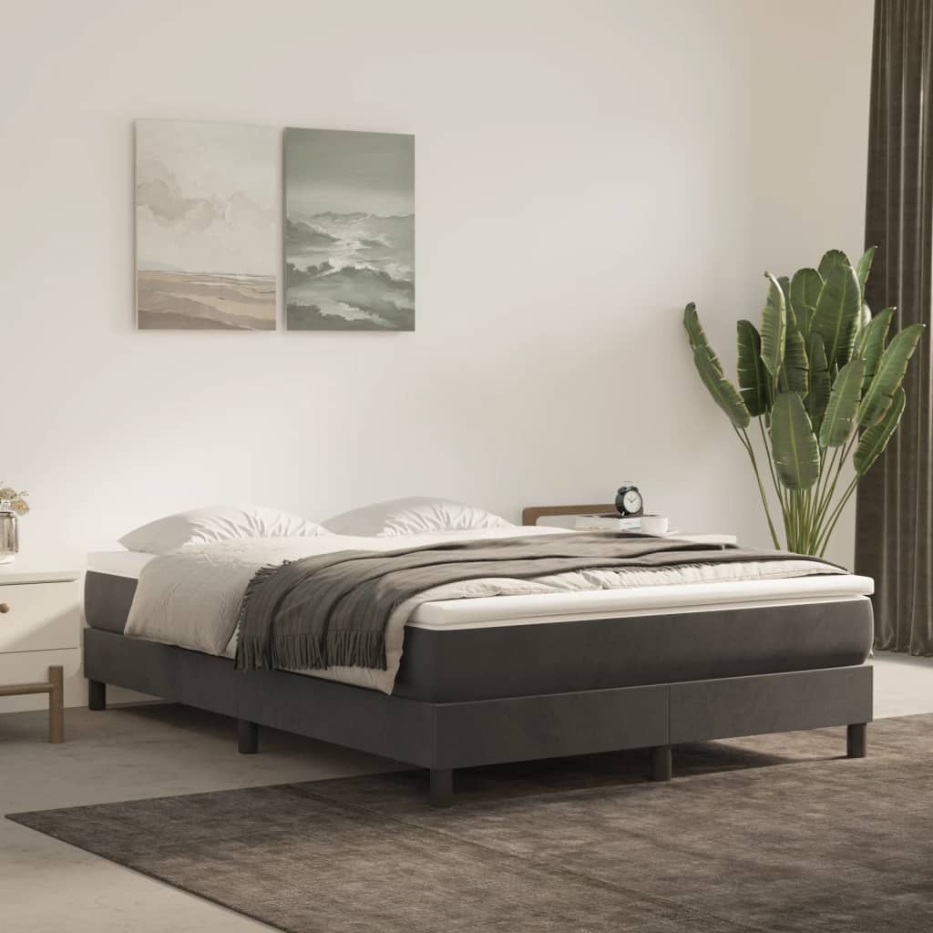 Boxspringframe Fluweel Donkergrijs 140 x 200 cm 25 cm