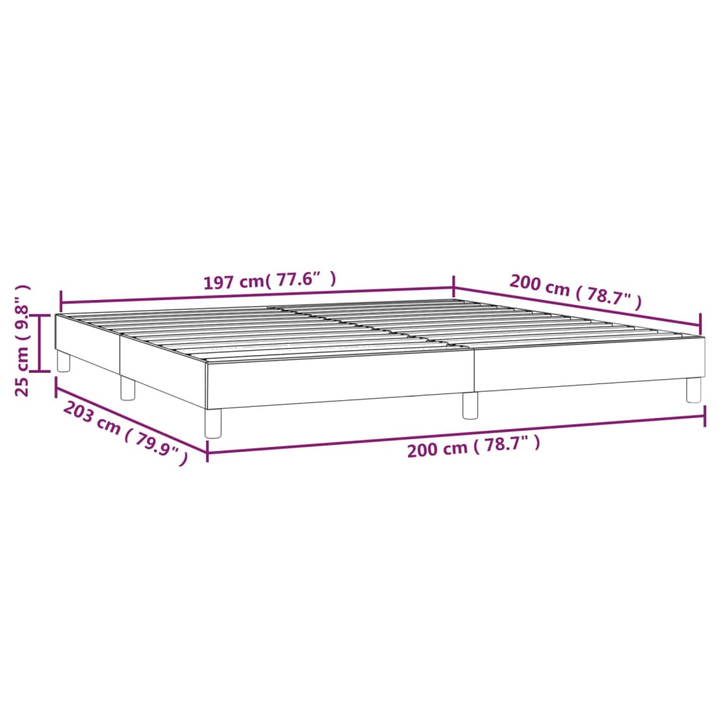 Boxspringframe Fluweel Zwart 200 x 200 cm 25 cm