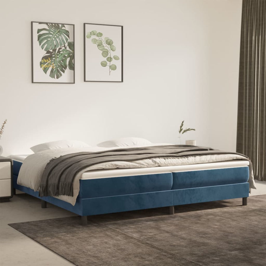 Boxspringframe Fluweel Donkerblauw 200 x 200 cm 25 cm