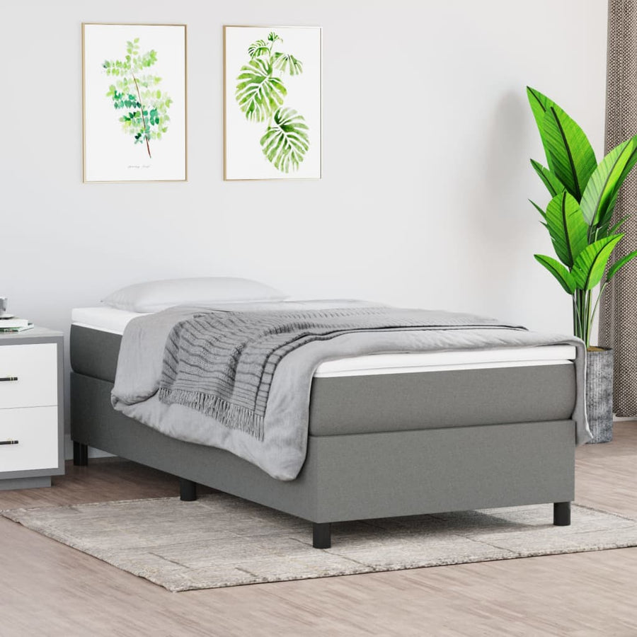 Boxspringframe Stof Donkergrijs 90 x 190 cm 35 cm