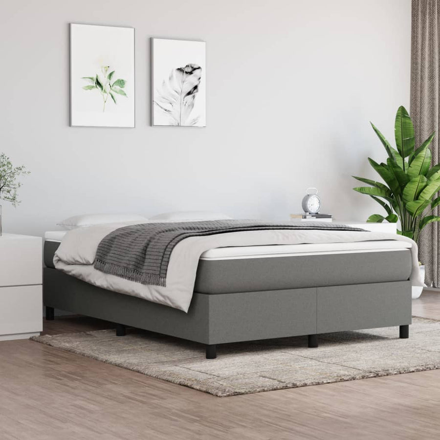 Boxspringframe Stof Donkergrijs 140 x 190 cm 35 cm