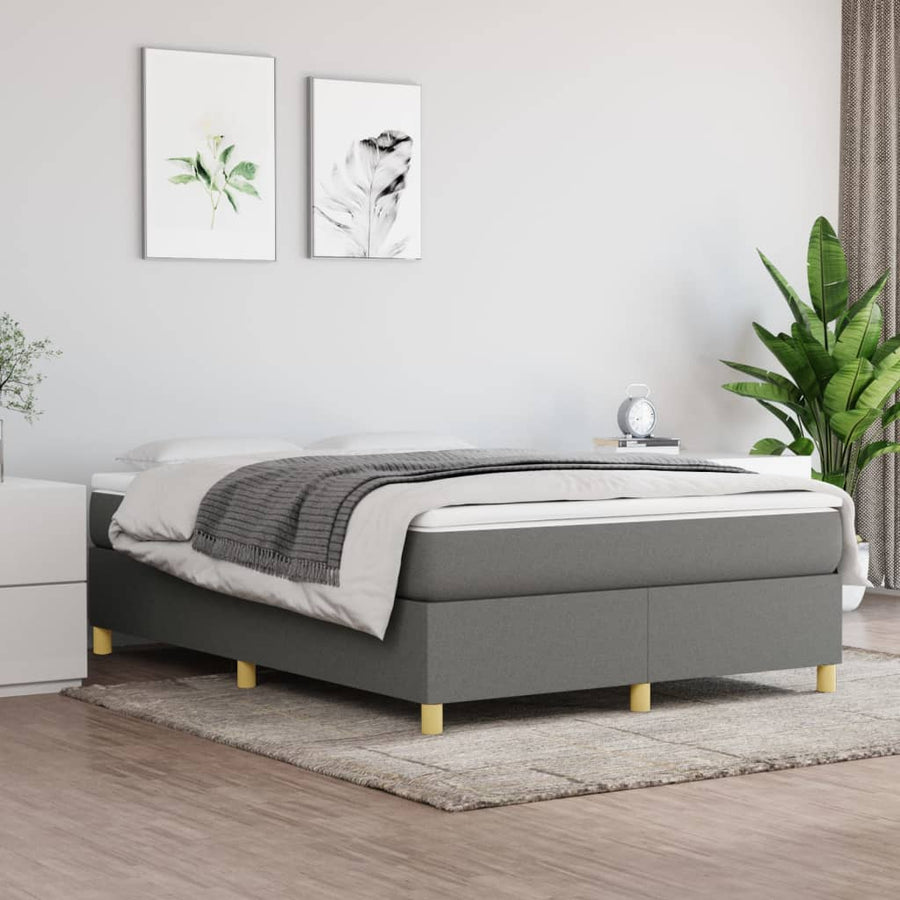 Boxspringframe Stof Donkergrijs 140 x 190 cm 35 cm
