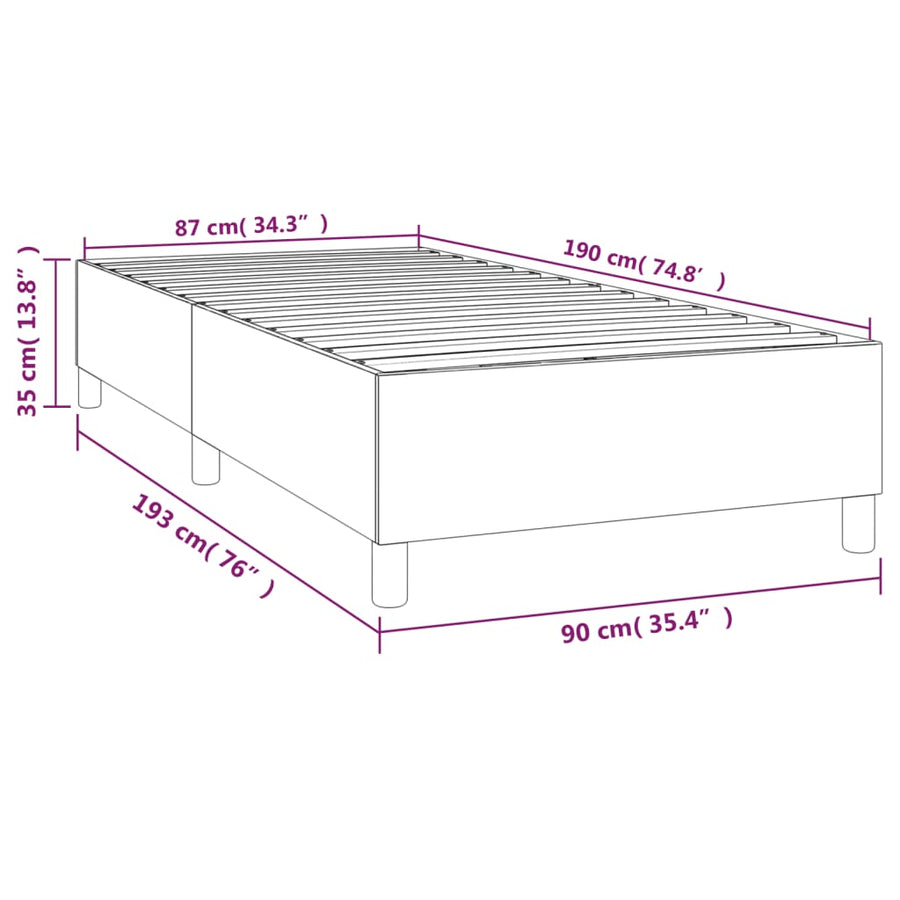 Boxspringframe Kunstleer 90 x 190 cm 35 cm Wit