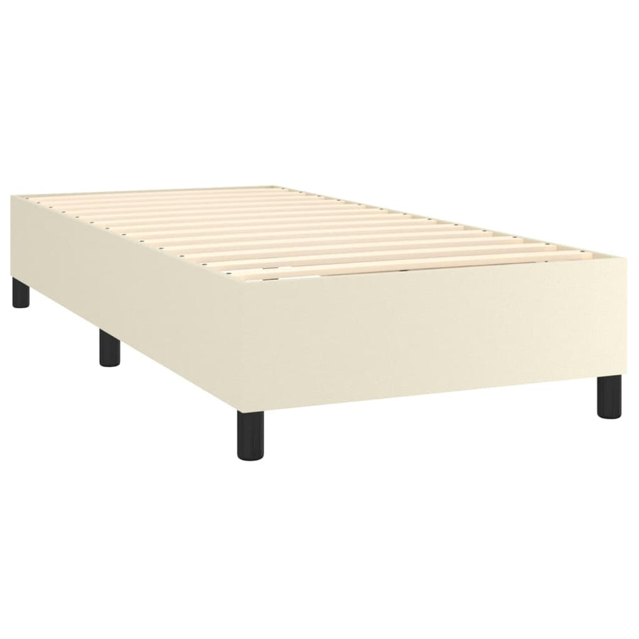Boxspringframe kunstleer crèmekleurig 90x190 cm 90 x 190 cm 35 cm Crème