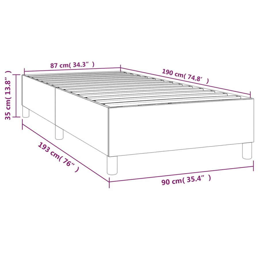 Boxspringframe kunstleer crèmekleurig 90x190 cm 90 x 190 cm 35 cm Crème