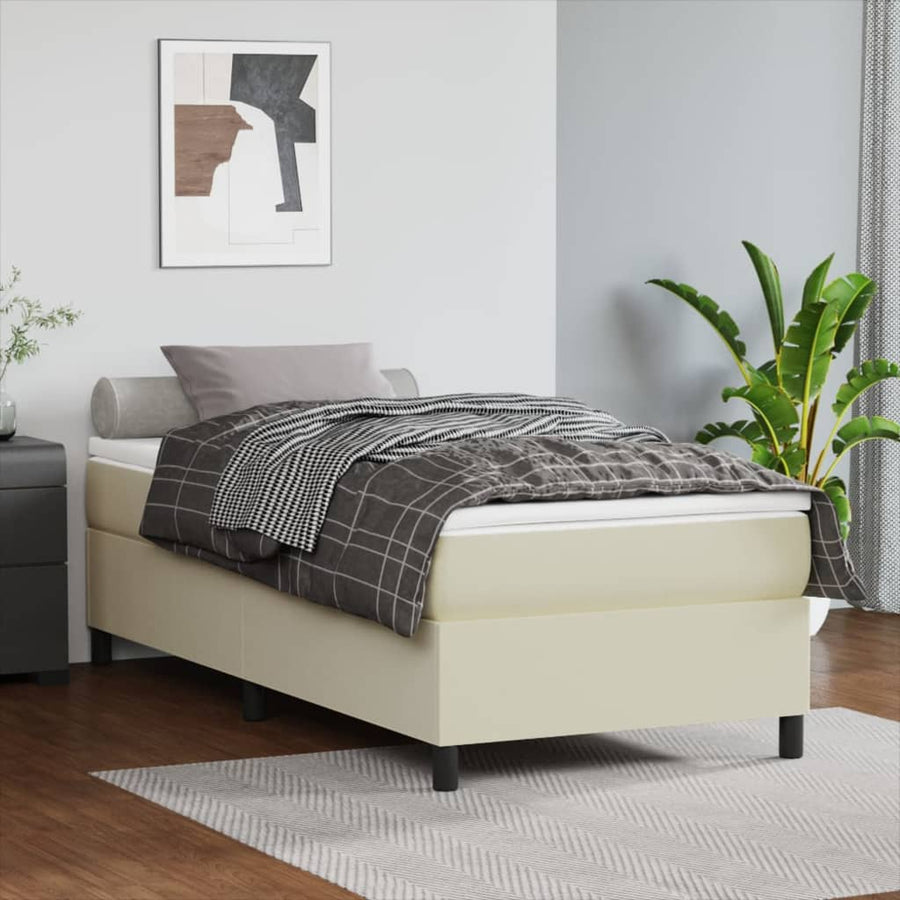 Boxspringframe kunstleer crèmekleurig 90x190 cm 90 x 190 cm 35 cm Crème