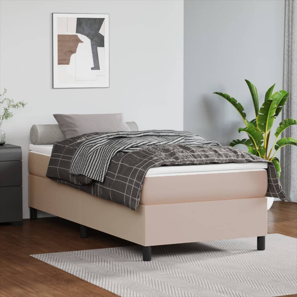 Boxspringframe kunstleer cappuccino 90x190 cm 90 x 190 cm 35 cm Cappuccino