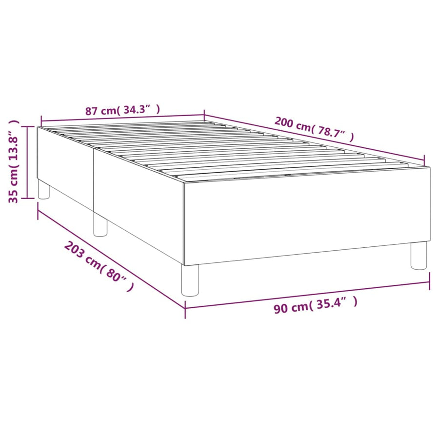 Boxspringframe Kunstleer 90 x 200 cm 35 cm Wit