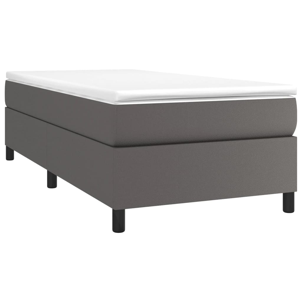 Boxspringframe kunstleer grijs 90x200 cm 90 x 200 cm 35 cm Grijs