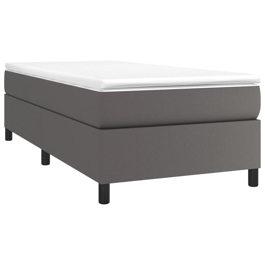 Boxspringframe kunstleer grijs 90x200 cm 90 x 200 cm 35 cm Grijs