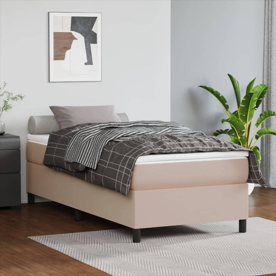 Boxspring Bed Kunstleer Kleurig Cappuccino 100 x 200 cm 35 cm