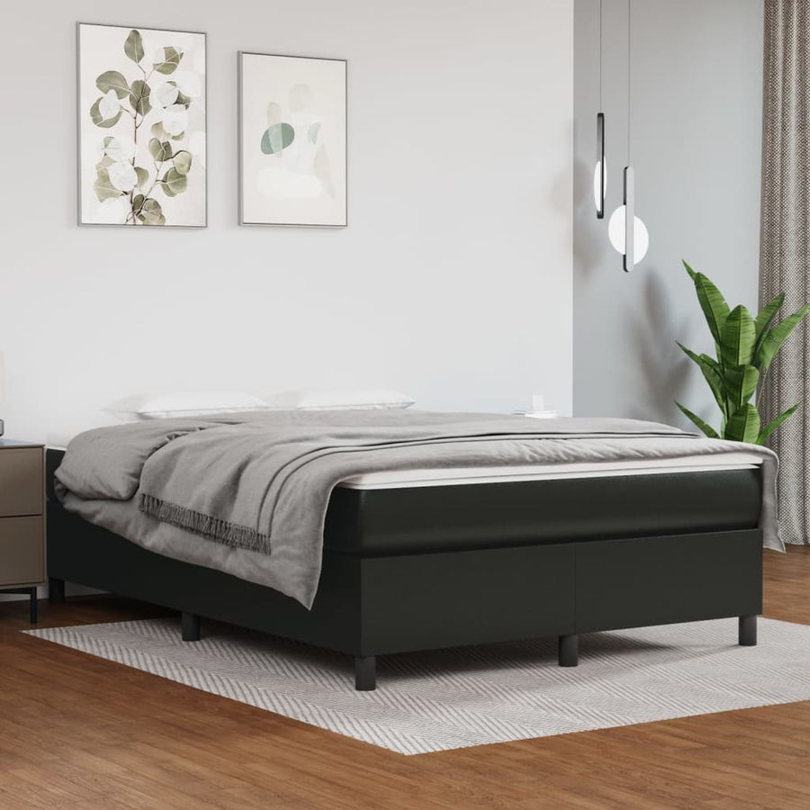 Boxspringframe Kunstleer 140 x 190 cm 35 cm Zwart