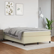 Box spring bed artificial leather cream-coloured 140x190 cm