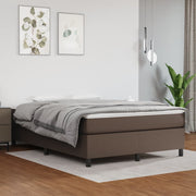 Faux leather brown box spring bed 140x190 cm