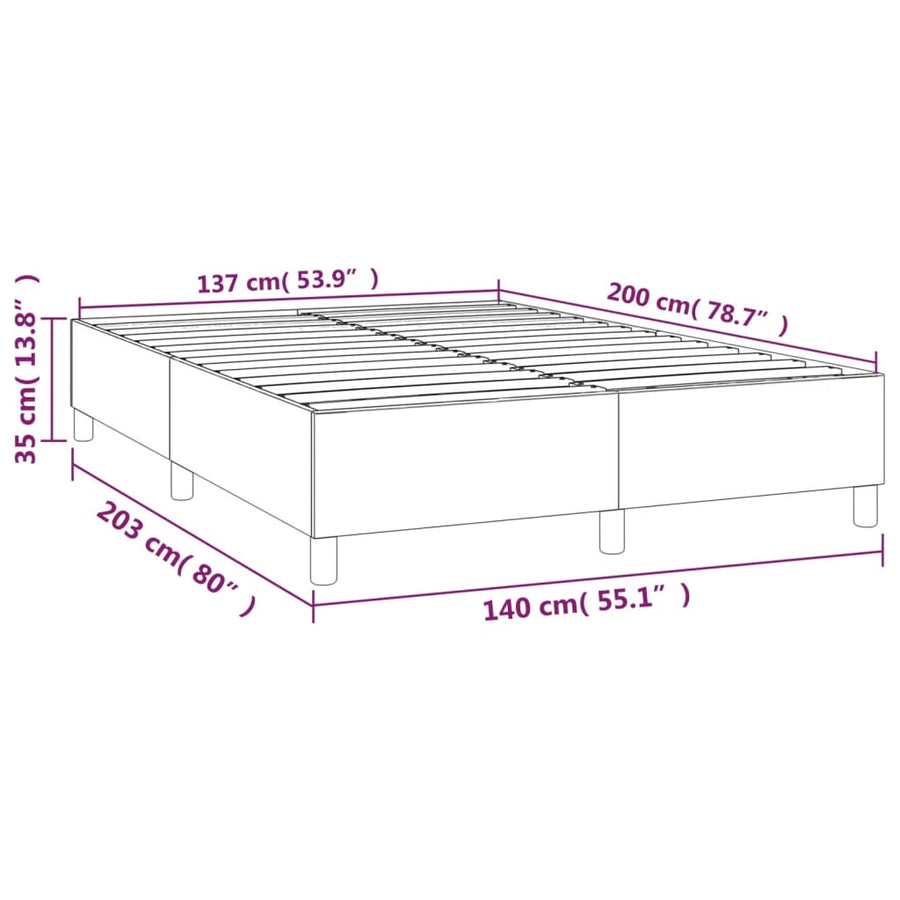 Boxspringframe kunstleer grijs 140x200 cm 140 x 200 cm 35 cm Grijs