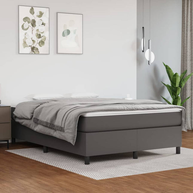 Boxspringframe kunstleer grijs 140x200 cm 140 x 200 cm 35 cm Grijs