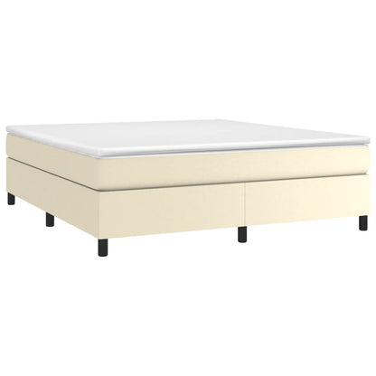 Boxspringframe kunstleer crèmekleurig 160x200 cm 160 x 200 cm 35 cm Crème