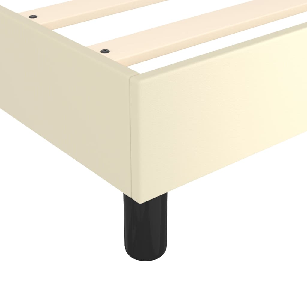 Boxspringframe kunstleer crèmekleurig 160x200 cm 160 x 200 cm 35 cm Crème