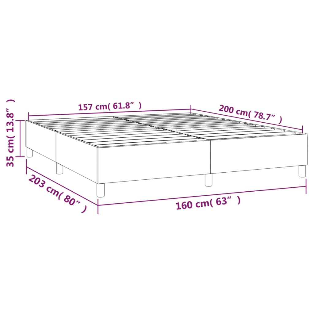 Boxspringframe kunstleer crèmekleurig 160x200 cm 160 x 200 cm 35 cm Crème