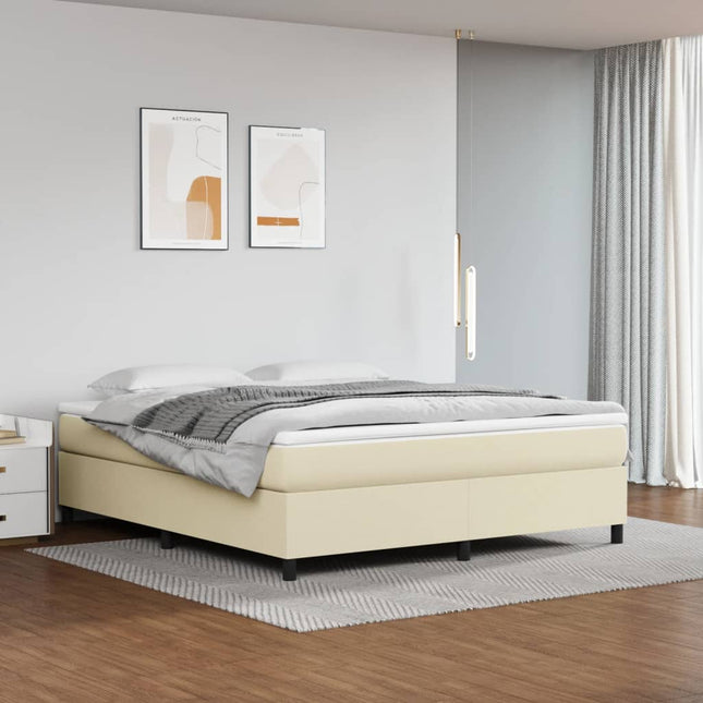 Boxspringframe kunstleer crèmekleurig 160x200 cm 160 x 200 cm 35 cm Crème