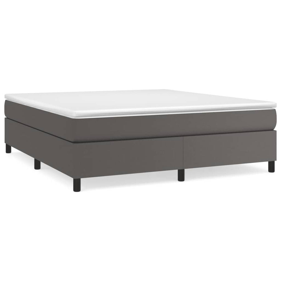 Boxspringframe kunstleer grijs 160x200 cm 160 x 200 cm 35 cm Grijs