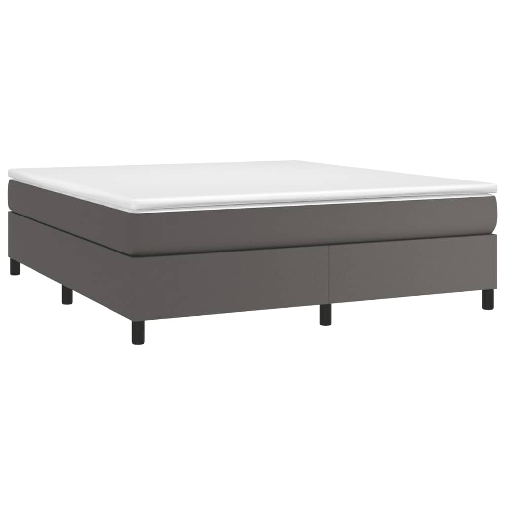 Boxspringframe kunstleer grijs 160x200 cm 160 x 200 cm 35 cm Grijs