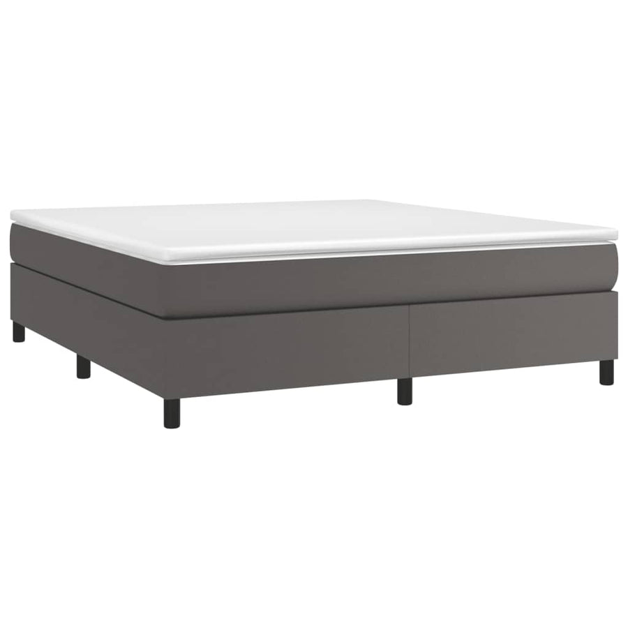 Boxspringframe kunstleer grijs 160x200 cm 160 x 200 cm 35 cm Grijs
