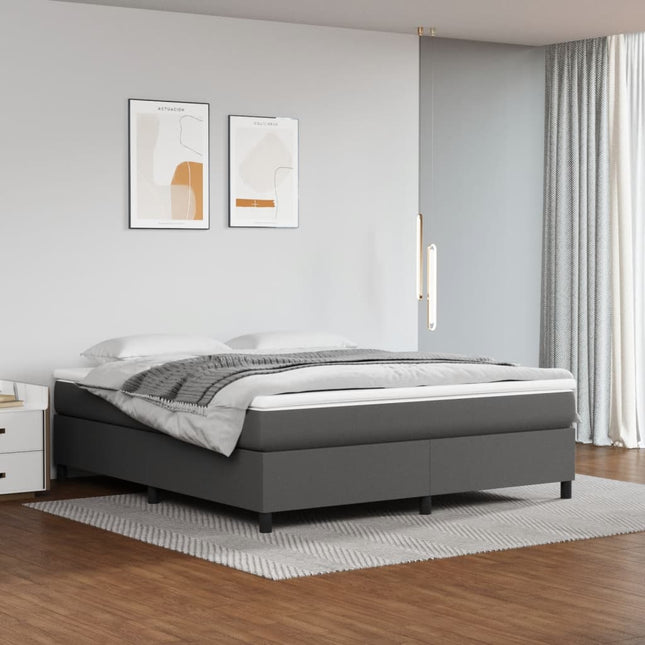 Boxspringframe kunstleer grijs 160x200 cm 160 x 200 cm 35 cm Grijs