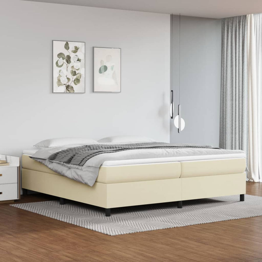 Boxspringframe kunstleer crèmekleurig 200x200 cm 200 x 200 cm 35 cm Crème