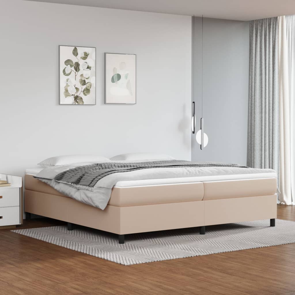 Boxspringframe kunstleer cappuccino 200x200 cm 200 x 200 cm 35 cm Cappuccino