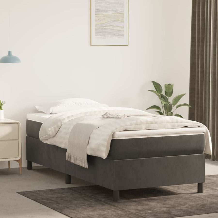 Boxspringframe Fluweel Donkergrijs 90 x 190 cm 35 cm