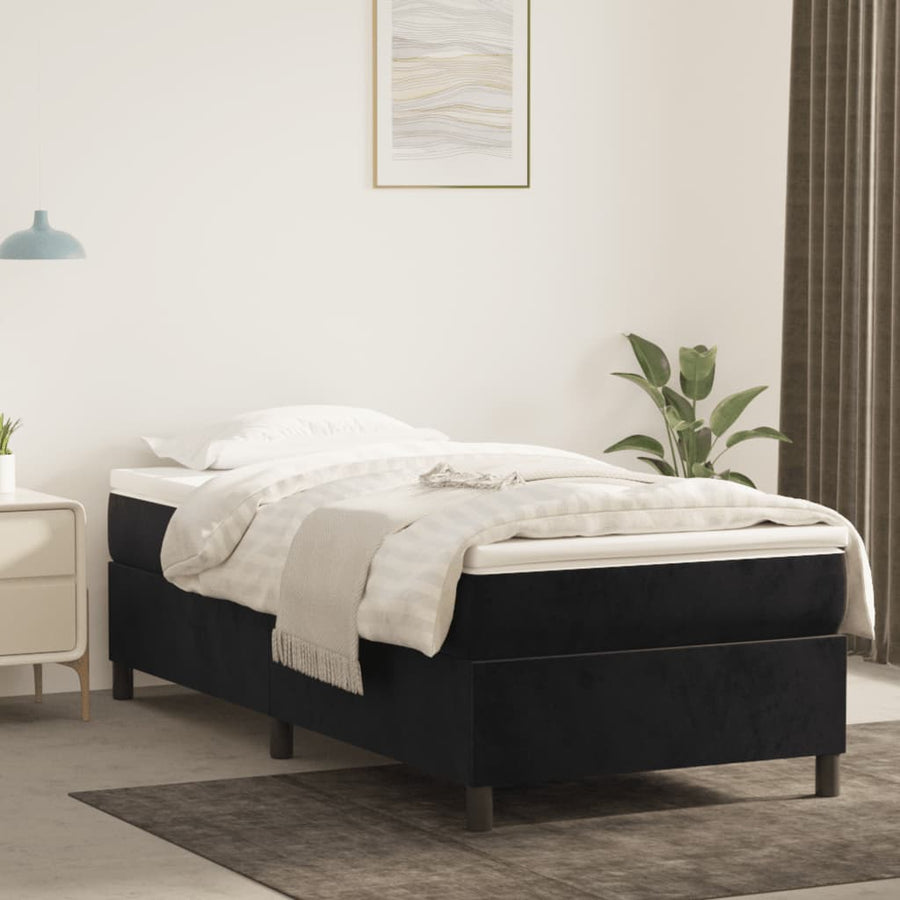 Boxspringframe Fluweel Zwart 90 x 190 cm 35 cm