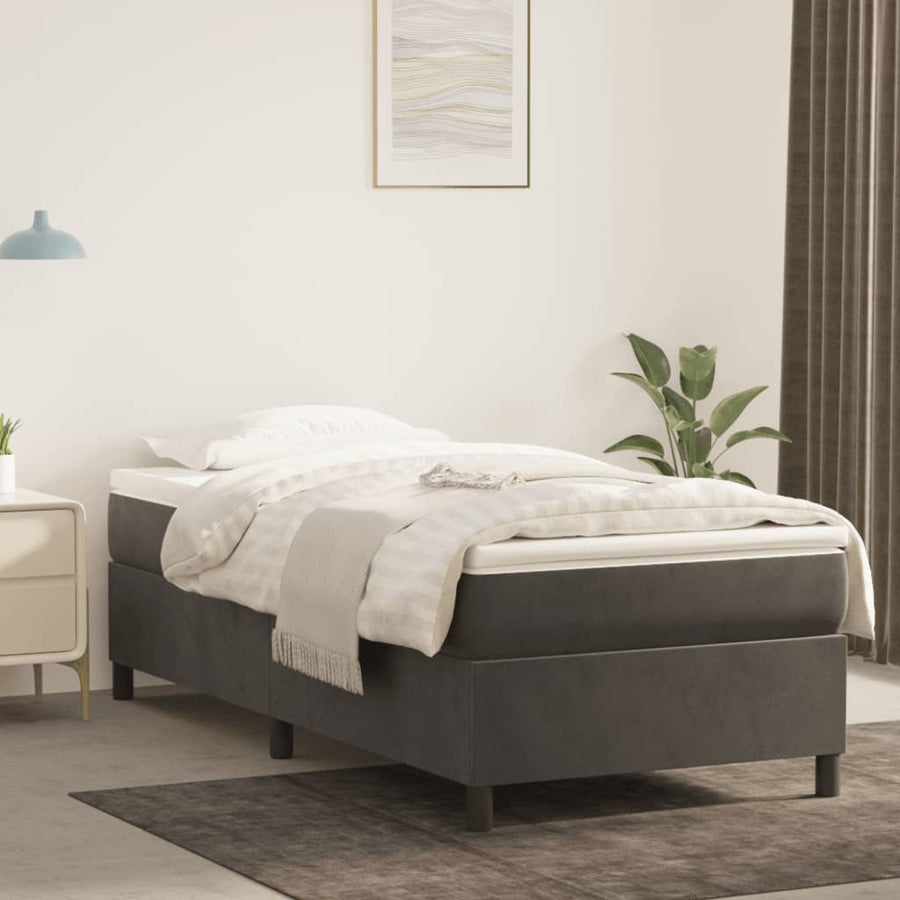 Boxspringframe Fluweel Donkergrijs 90 x 200 cm 35 cm