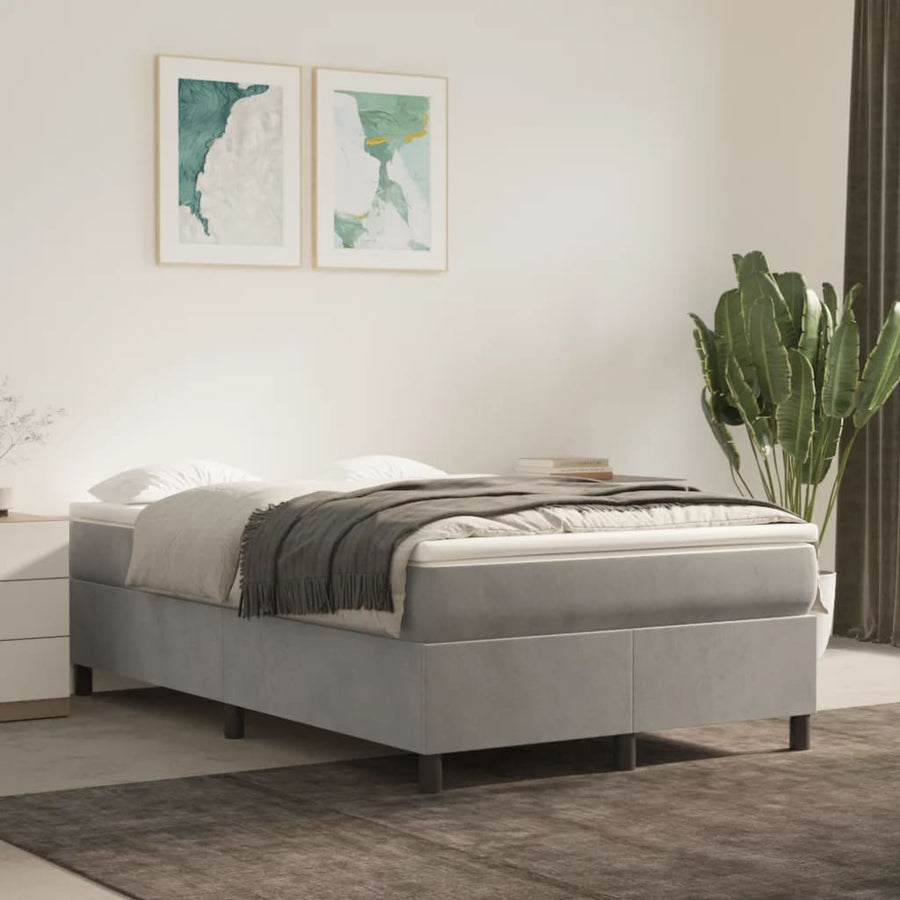 Boxspringframe Fluweel Lichtgrijs 120 x 200 cm 35 cm
