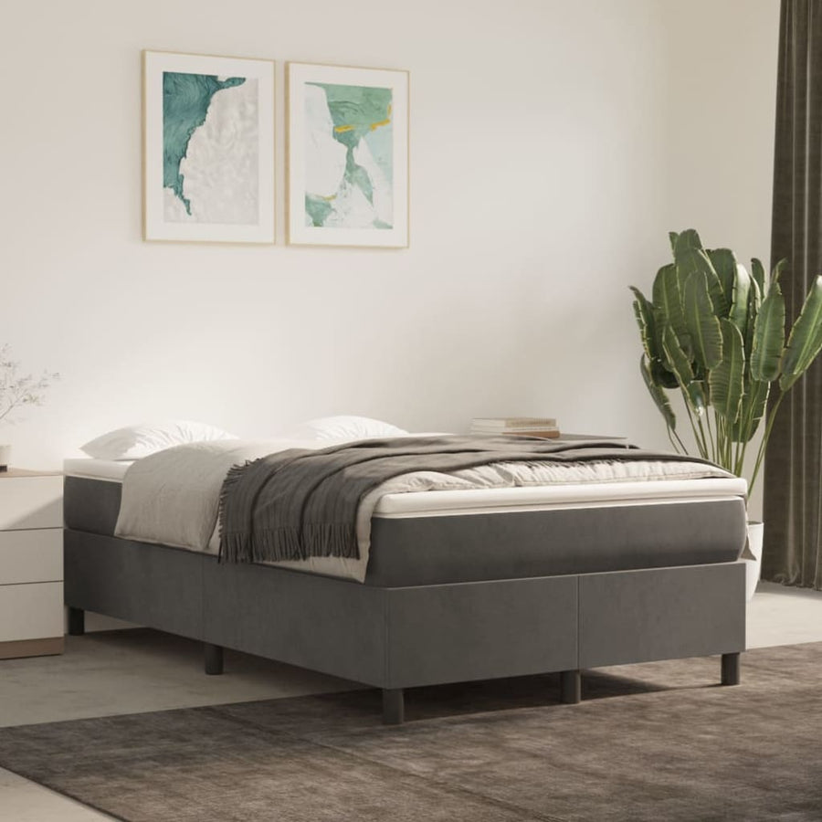 Boxspringframe Fluweel Donkergrijs 120 x 200 cm 35 cm