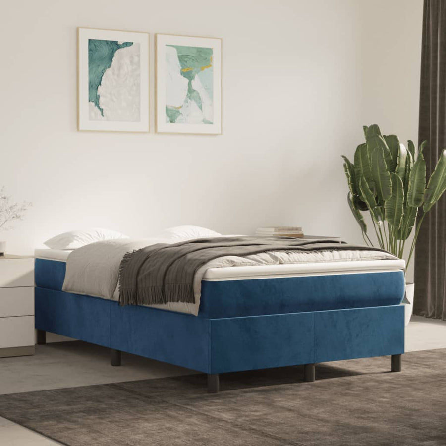Boxspringframe Fluweel Donkerblauw 120 x 200 cm 35 cm