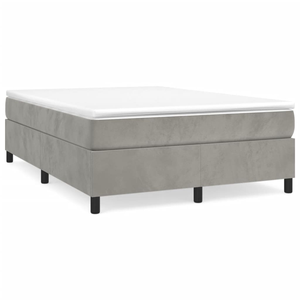 Boxspringframe Fluweel Lichtgrijs 140 x 190 cm 35 cm