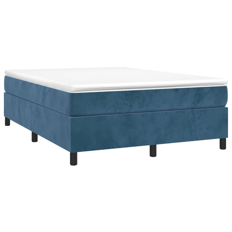 Boxspringframe Fluweel Donkerblauw 140 x 190 cm 35 cm