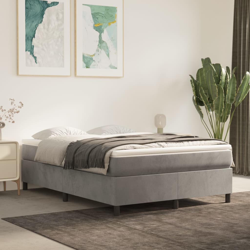 Boxspringframe Fluweel Lichtgrijs 140 x 200 cm 35 cm